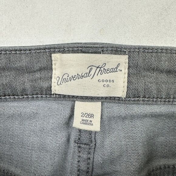 Universal Thread High Rise Skinny Denim Jeans Gray Cut-Off Button Fly Size 2/26R - Picture 8 of 12